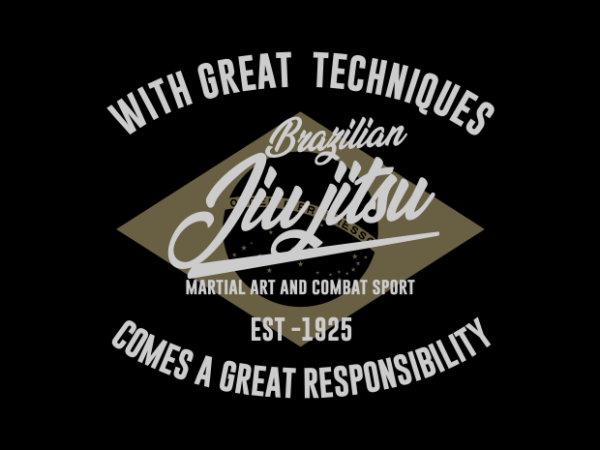 Brazilian jiu jitsu badge t shirt template