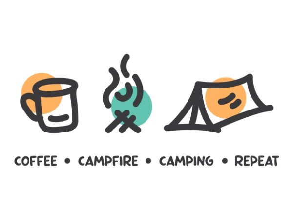 Coffee campfire camping repeat t shirt vector file