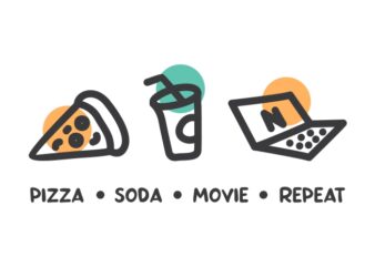 Pizza Soda Movie Repeat t shirt illustration