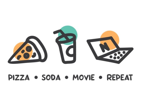 Pizza Soda Movie Repeat t shirt illustration