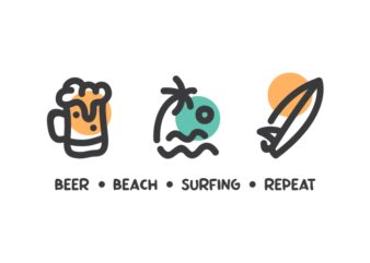 Beer Beach Surfing Repeat t shirt template