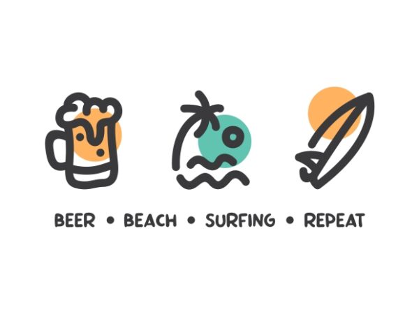 Beer beach surfing repeat t shirt template
