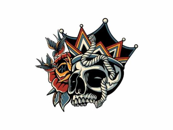 Skull crown t shirt template vector