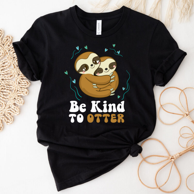 Be Kind To Otters Girls Kids Boys Funny Cute Otter Hug Retro Groovy NC 0602