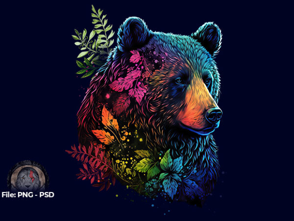 Wild bear t shirt design for sale