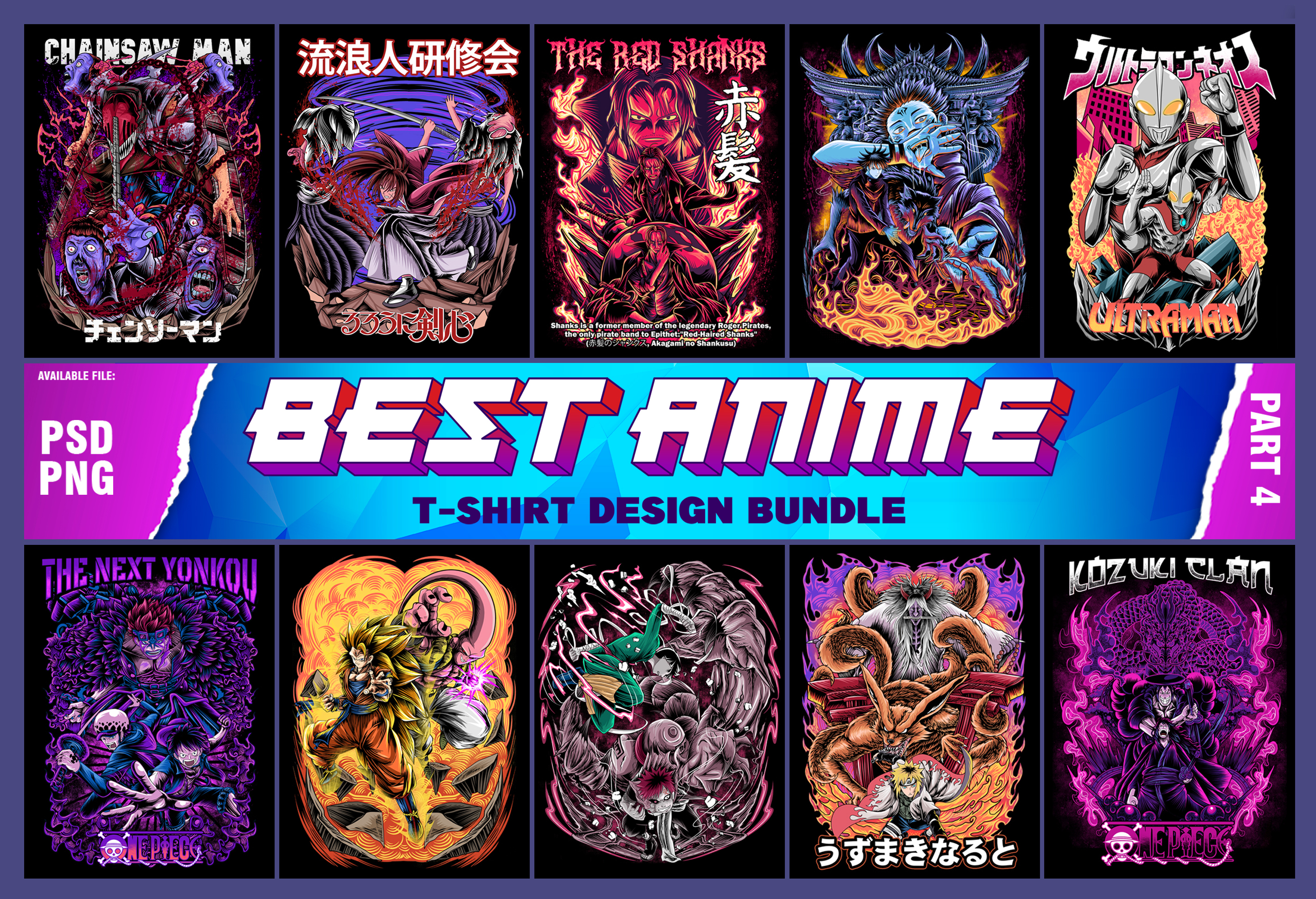Best Anime T-shirt Design Bundle - part 4 - Buy t-shirt designs