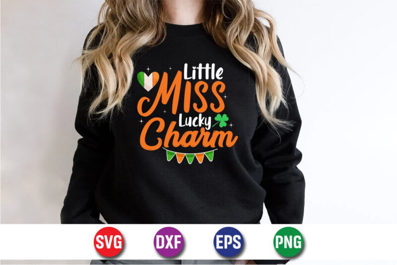 Little Miss Lucky Charm, st patricks day t-shirt funny shamrock for dad mom grandma grandpa daddy mommy, who are born on 17th march on st. paddy’s day 2023!