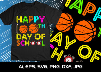 Happy 100th Day Of School,100 Days Smarter, Happy back to school day shirt print template, typography design for kindergarten pre-k preschool, last and the first day of school, 100 days
