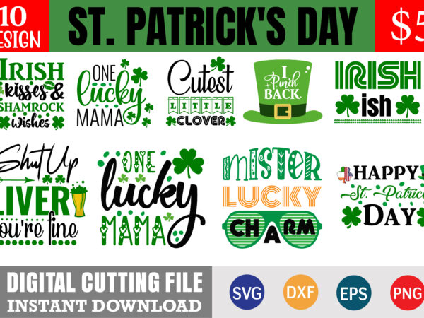 St. patrick’s day svg bundle t shirt template vector