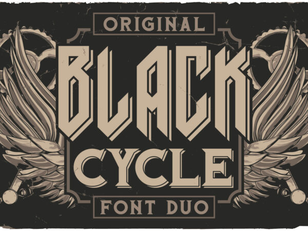 Black cycle font duo + 10 t-shirt designs