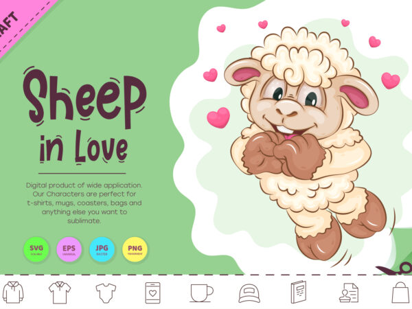 Cartoon sheep in love. clipart. t shirt vector file