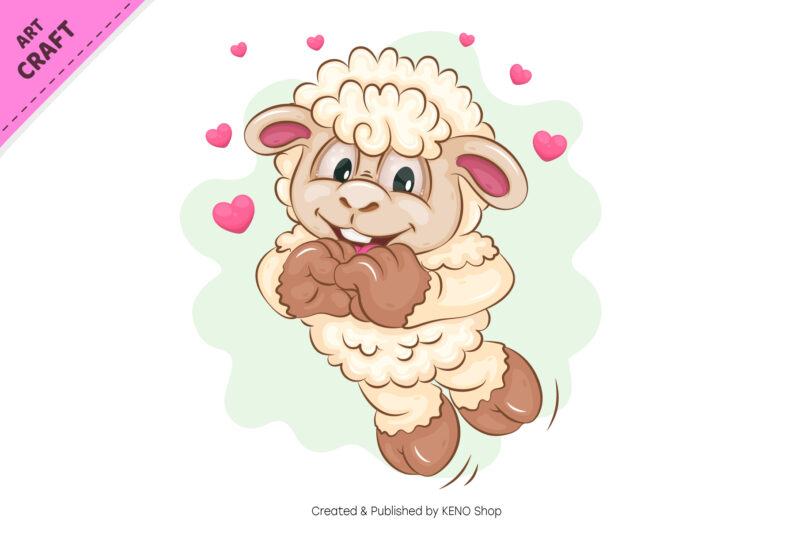 Cartoon Sheep in Love. Clipart.