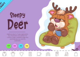 Cartoon Sleepy Deer. Clipart