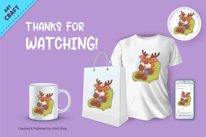 Cartoon Sleepy Deer. Clipart