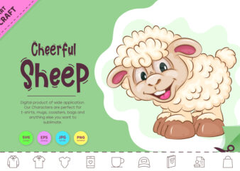 Cheerful Cartoon Sheep. Clipart.