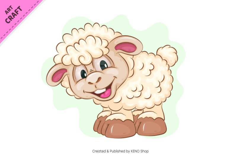 Cheerful Cartoon Sheep. Clipart.