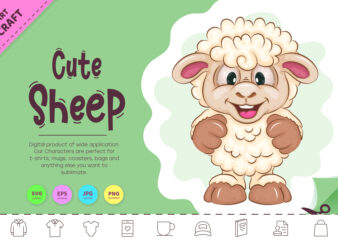 Cute Cartoon Sheep. Clipart. t shirt vector file