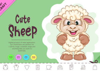 Cute Cartoon Sheep. Clipart.