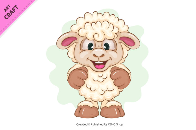 Cute Cartoon Sheep. Clipart.
