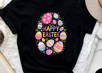 Cute Happy Easter For Teen Girls Boys Easter Colorful Eggs NC 1802 t shirt vector file