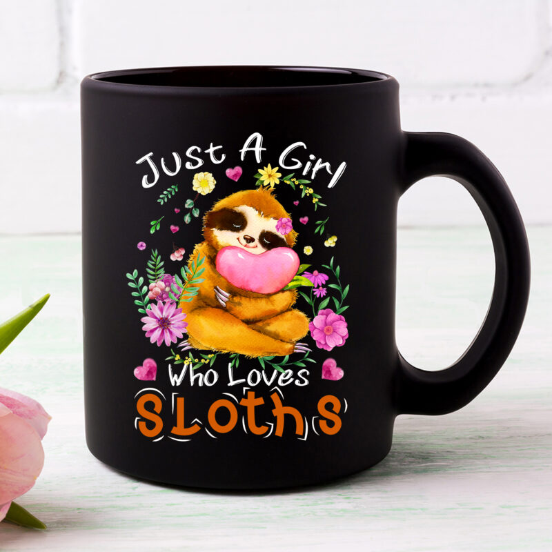 Cute Sloth Tshirt, Sloth Lover Tee, Girls Sloth Shirt, Sloth T-Shirt Design PNG file PC