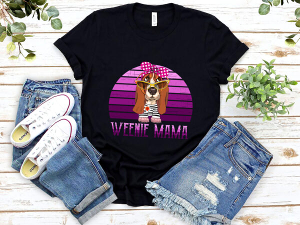 Dachshund weenie mama weiner dog mom pink vintage nl t shirt vector illustration