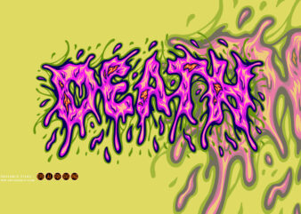 Death melting font hand lettering text illustrations t shirt vector illustration