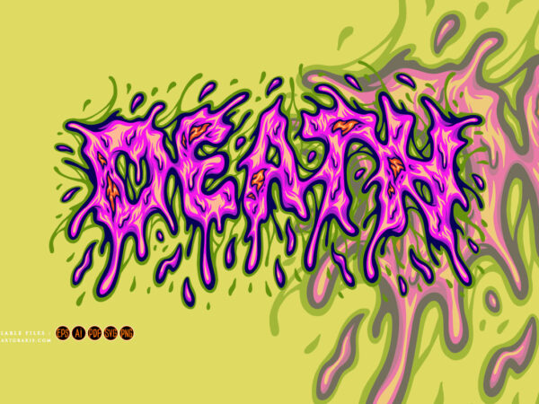 Death melting font hand lettering text illustrations t shirt vector illustration Death melting font hand lettering text illustrations t shirt vector illustration