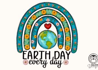 Earth Day Everyday Rainbow vector clipart