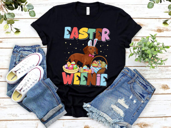 Easter weenie cute dachshund puppy easter day egg hunting nl 2102 vector clipart