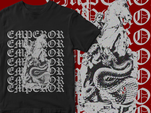Emperor, dragon, streetwear, t-shirt design, greek artwork, graphic