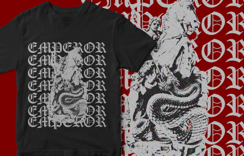 Emperor, dragon, streetwear, t-shirt design, greek artwork, graphic