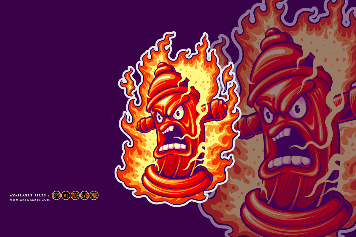 Evil red water plug logo cartoon illustrations - Buy t-shirt designs Evil red water plug logo cartoon illustrations - Buy t-shirt designs