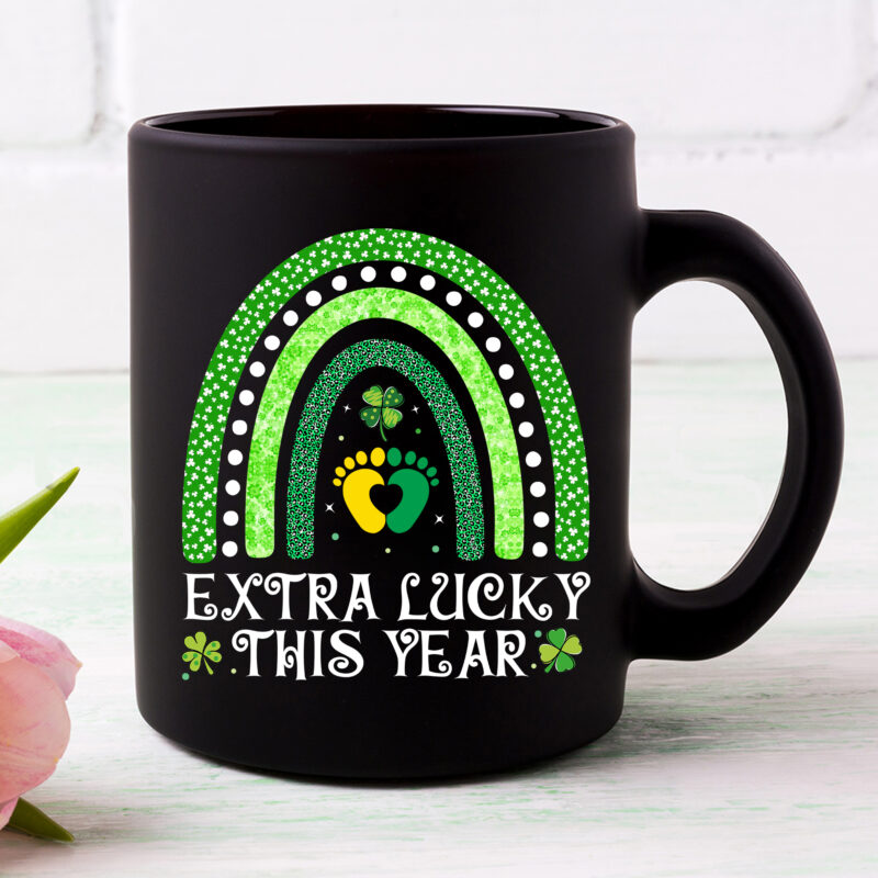 Extra Lucky This Year Pregnancy Announcement St Patricks Day Pregnant Boho Rainbow NC 0902