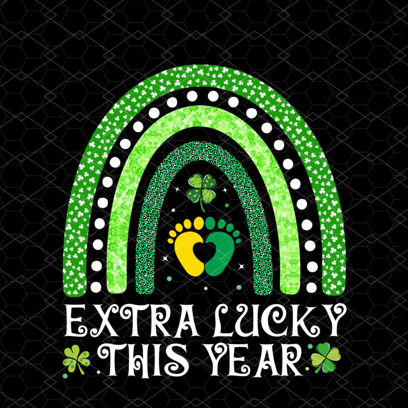 Extra Lucky This Year Pregnancy Announcement St Patricks Day Pregnant Boho Rainbow NC 0902