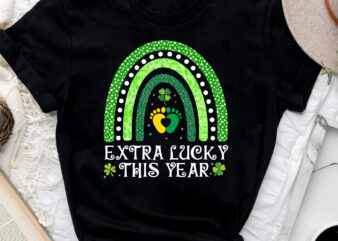 Extra Lucky This Year Pregnancy Announcement St Patricks Day Pregnant Boho Rainbow NC 0902 vector clipart