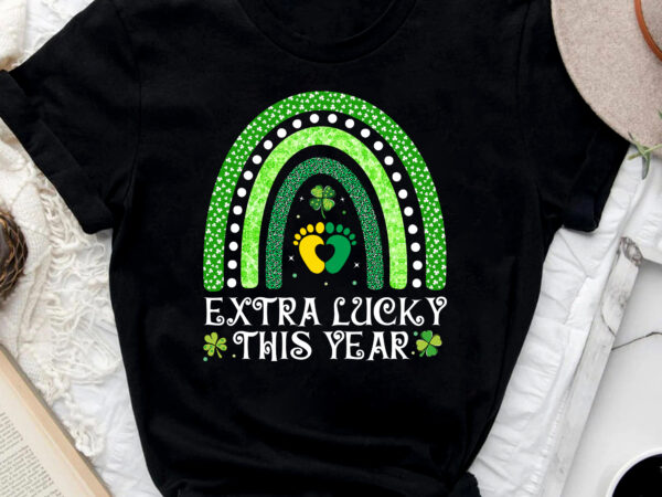Extra lucky this year pregnancy announcement st patricks day pregnant boho rainbow nc 0902 vector clipart