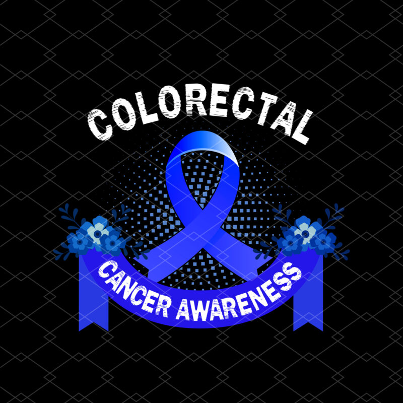 Flower Floral Dark Blue Ribbon Colorectal Cancer Awareness NC 2702