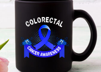 Flower Floral Dark Blue Ribbon Colorectal Cancer Awareness NC 2702 t shirt graphic design
