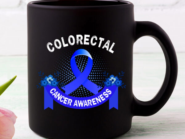 Flower floral dark blue ribbon colorectal cancer awareness nc 2702 t shirt graphic design