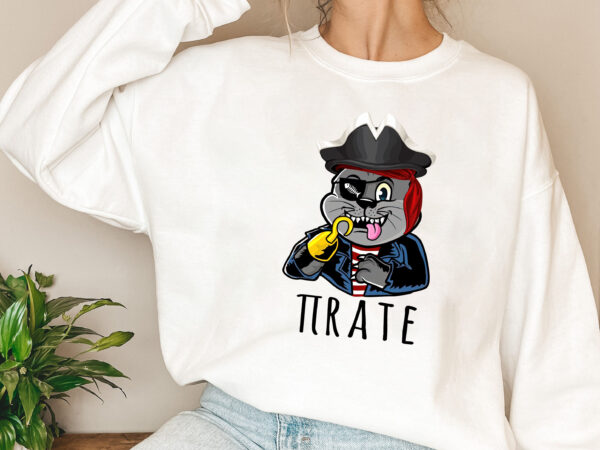 Funny pi day math science cat pirate cute cat lovers nl t shirt graphic design