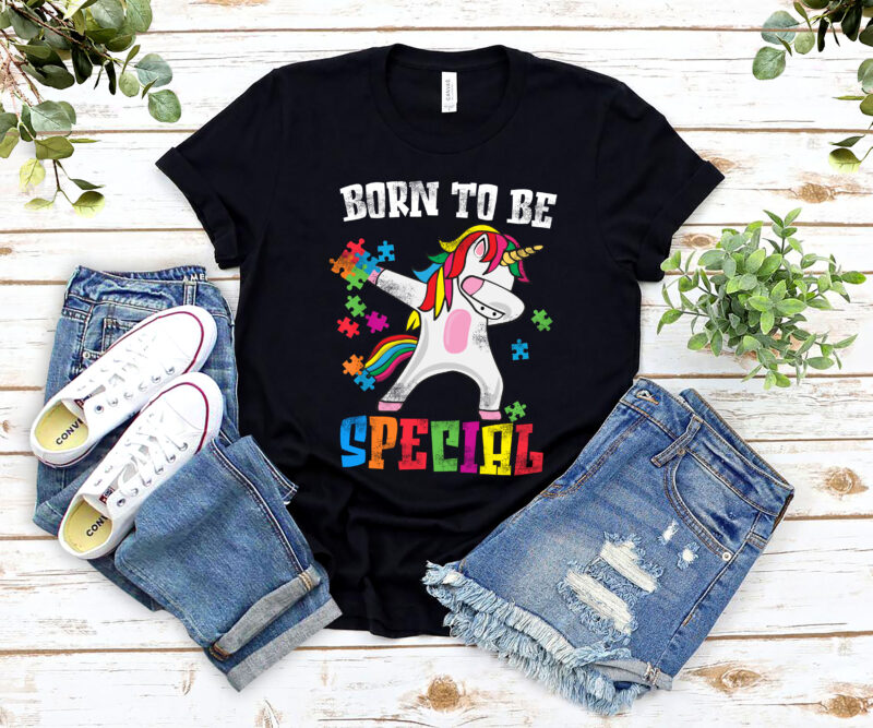 Funny Unicorn Born To Be Special Boy Girl Autism Awareness NL 2801