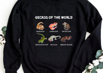 Geckos Of The World Kawaii Types Of Geckos Lizards Reptiles Pet NC 0902 t shirt design template