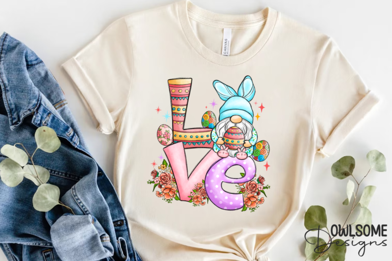 Gnome Love Easter Day PNG Sublimation