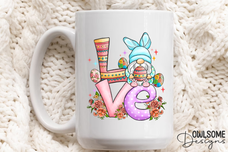 Gnome Love Easter Day PNG Sublimation