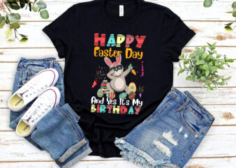 Happy Easter Day And Yes It_s My Birthday Rabbit Bunny Dabbing Bday Party Kids NL 2402