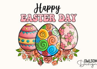 Happy Easter Day Eggs Floral PNG
