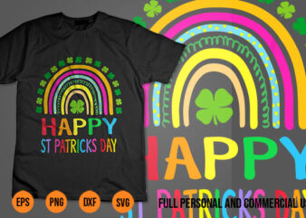 Happy St Saint Patrick’s Day Rainbow Girls Kids shirt design svg png