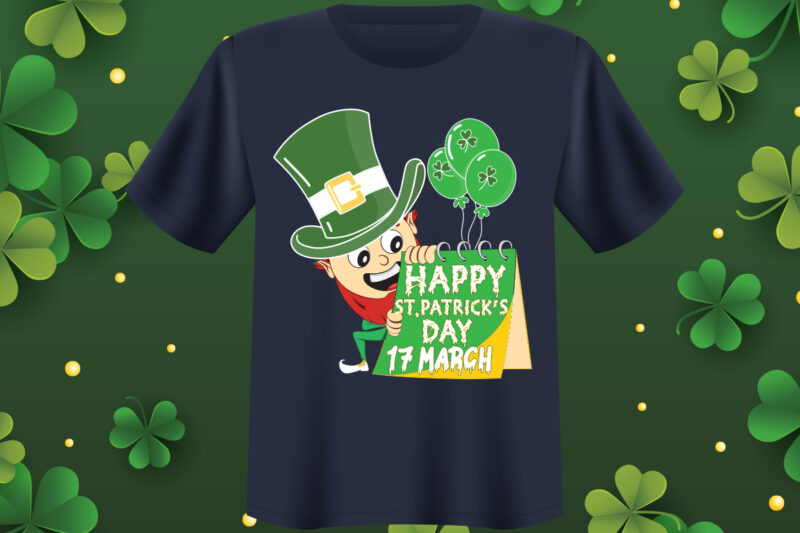 Happy St. Patrick's day 17 March T shirt design, St Patrick's Day Bundle,St Patrick's Day SVG Bundle,Feelin Lucky PNG, Lucky Png, Lucky Vibes, Retro Smiley Face, Leopard Png, St Patrick's