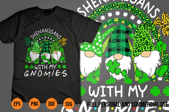 Shenanigans with my gnomies st patrick’s day gnomes rainbow t shirt template vector